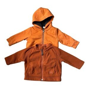 Lot of 2 Baby Toddler Orange Fleece Zip Front Jackets REI Tucker & Tate Sz 6 mo